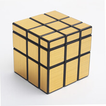 魔域文化 魔方教室镜面风火轮三阶异形魔方3阶套装异形学生速拧顺滑比赛专用生日礼物 镜面魔方金【送螺丝刀+魔方油+底座】