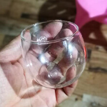玻璃杯海葵奶嘴专用玻璃杯中号小号球形杯奶嘴容器配垫高珊瑚沙兴国海 小号玻璃杯