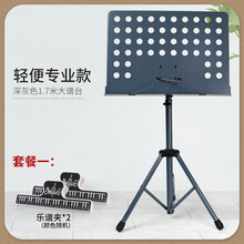 乐谱架琴谱架便携式家用吉他谱架小提琴古筝架子鼓升降谱台琴架稳 轻便款1.7米灰色+乐谱夹2个
