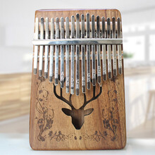 拇指琴儿童生日礼品五指琴17音手指琴kalimba初学木质乐器礼物 相思木原木驯鹿款送全套礼包