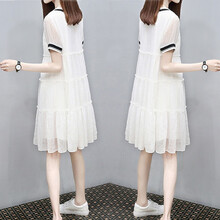 欣柏纶 孕妇装夏装网红洋气辣妈潮2020年新款雪纺连衣裙宽松时尚夏裙潮妈夏天裙子孕妈装 白色 L