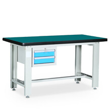 和崟（He Yin） 重型工作台实验桌流水线防静电操作台工厂车间多功能维修工具台钳工台灰白色挂板 左吊二抽重型工作台 桌长1200mm