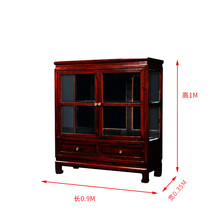 允典红木家具非洲花梨（学名：刺猬紫檀）金龙双边门矮酒柜新中式全实木陈列柜红酒柜客厅展示柜 金龙双门双抽酒柜 紫红色 双门