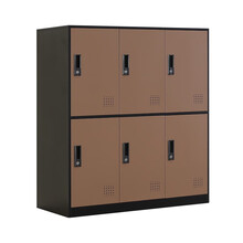 来福士学生书包柜办公学校教室储物柜更衣柜存包柜铁皮整理收纳柜子带锁 六门 咖啡色