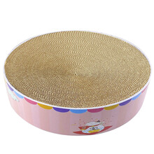 猫抓板圆形窝猫咪玩具大号瓦楞纸磨爪器 【可爱粉财宝猫】