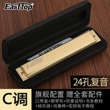 Easttop东方鼎t2403口琴24孔复音新手初学者入门重音口琴高级成人专业演奏级 24孔复音金色【C调】