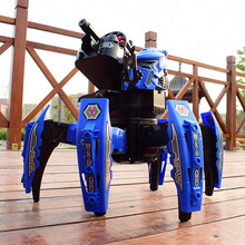 星际战士电动遥控机器人儿童智能手势感应亲子对战全地形机变神兽六脚蜘蛛玩具 蓝色星际战士【双遥控+软弹款】