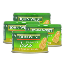 泰国进口 John West 西部约翰 橄榄油浸金枪鱼罐头95g 吞拿鱼TUNA低脂水浸海鲜罐头 橄榄油浸金枪鱼罐头95g*4罐
