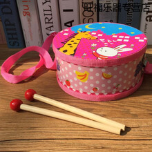 天鸣 Tianming 传统腰鼓军鼓木质双面手敲拍鼓幼儿园学校专用鼓儿童双面打击乐器 紫色 15cm紫色兔双面鼓