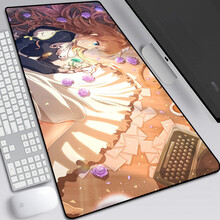 画尚 霍金斯薇尔莉特伊芙加登紫罗兰永恒花园超大号鼠标垫防水防滑锁边键盘垫桌垫 酒红色 O款图案 300x800mm  2mm