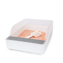 猫笼可放顶入式猫砂盆大号防外溅中号小号小猫咪幼猫砂盆 白色