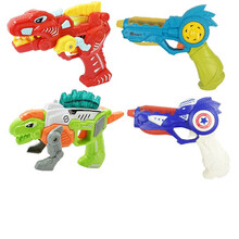 2-3岁儿童玩具枪小孩卡通迷你小Q枪幼儿发声光枪发光恐龙变形枪 恐龙变形警察枪组合=4把 送电池