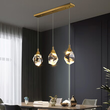 VVS美学灯 全铜吊灯后现代简约餐厅灯饰led轻奢吧台灯个性网红灯具 全铜吊灯3头直盘54*12*120cm三色变光