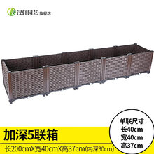 汉轩 阳台种菜神器懒人花盆家庭楼顶特大花箱种植箱室内花卉绿植种菜盆 加深5联箱(长200宽40高37)