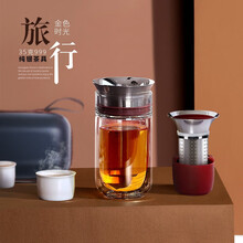 光威家居金色时光999纯银功夫茶具套装便携旅行一壶二杯泡茶杯居家办公商务定制茶具礼品 宝蓝色（35G纯银版）