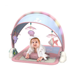 婴儿玩具0-1岁男孩女孩游戏毯健身架宝宝儿童玩具 哑光粉