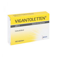 【JD物流】Vigantoletten德国进口钙片默克Merck维生素D3无氟 补钙健骨 2盒装 100粒D500 婴幼儿儿童宝宝