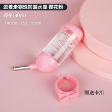 宠尚天 仓鼠喝水壶刺猬龙猫滚珠饮水器荷兰猪兔子用品喂水器 钢珠防漏水壶80ml 樱花粉