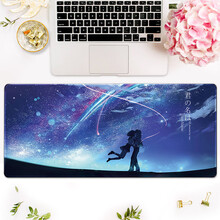 海琴烟 鼠标垫大号动漫二次元女生锁边护腕定制超大电脑办公电竞游戏键盘垫桌垫 你的名字星空 300x700x3mm