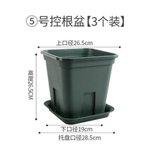 篱园 园艺青山盆塑料花盆月季多肉绿萝控根盆加仑盆树脂盆栽种植大花盆 5号方形控根盆【3个装】+托盘