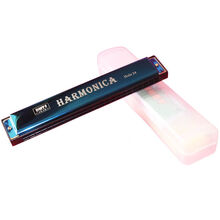 厂家直销24孔C调口琴金属口风琴儿童初学者启蒙乐器益智早教玩具 24孔钛金(蓝)