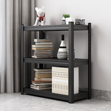 金经金属落地置物架客厅家用收纳架仓库货架仓储库房超市厨房货架子展示架微波炉架阳台花架 黑色长60*宽35*高80(3层）