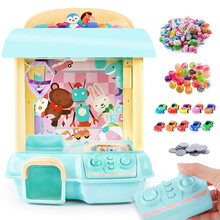 迷你抓娃娃机 抖音同款生日礼物儿童玩具小型夹公仔娃娃机家用可爱扭蛋机投币游戏机男女孩玩具 绿遥控声光娃娃机【送10公仔10扭蛋10小汽车】