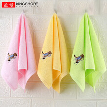 金号 纯棉家纺提缎儿童毛巾 A类卡通小毛巾单条装  吸水面巾 黄色 50*26cm 40g