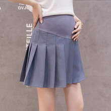 米度丽 孕妇半身裙夏季a字裙防走光百褶裙半裙夏天裙子薄潮妈孕妇装夏装 7600 灰蓝 M码