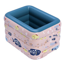 PVC自动无线充气游泳池 家用婴儿儿童泳池大型户外塑料新款水池 藕荷粉 品质套餐自充气1.2米四层