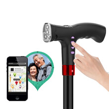 康诺利（CONNOLLY）多功能智能老人拐杖 GPS定位收音机MP3四脚拐棍铝合金老人手杖助行器 智能通话/GPS定位款-单脚/四脚互换（神秘黑）