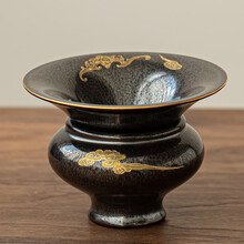 唐舍 仿古功夫茶具套装6人整套家用简约陶瓷盖碗茶壶现代办公客厅 黑晶釉 - 茶漏组