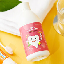 齿妍堂-儿童漱口水可吞咽口腔清洁补钙无氟防蛀不含酒精300ml-草莓口味