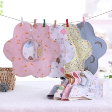 夏季 卡通图案婴幼儿纯棉围嘴  360度旋转口水巾 精梳棉防水围兜 花瓣形围嘴  防止浸透 男宝宝随机3条装 均码0-2岁