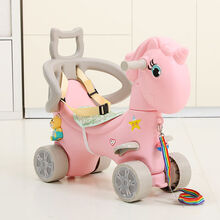 木马儿童摇马玩具宝宝摇摇马婴儿一周岁生日礼物多功能两用摇摇车 粉色(带转向)单滑行