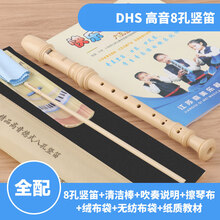 DHS儿童初学竖笛德式高音G调6孔8孔C调竖笛六孔8孔初学自学入门竖笛 初学儿童竖笛8孔【全套】