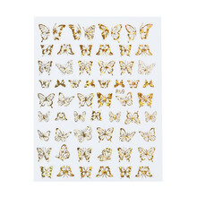 蝴蝶贴纸美甲ins风3d立体镭射镂空日系浮雕指甲贴花饰品装饰贴花 869金