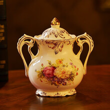 友来福 糖盅/糖缸/糖罐/方糖盅 咖啡器具配套配件 糖果点心储物罐套装 花海款