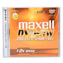 麦克赛尔（maxell）DVD+RW/DVD-RW光盘 刻录光盘光碟可擦写空白光盘 4速4.7G台产 DVD-RW 可擦写 1片盒装