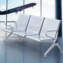 不锈钢座椅三人位连排椅子机场椅银行休息椅排椅三人位不锈钢连排候诊椅输液椅等候椅加固加厚公共座椅机场椅 加厚三人位(无皮垫)