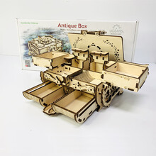 ugears乌克兰木质机械首饰盒传动玩具拼装模型摆件复古珍宝盒古董盒创意生日礼物新年送女生老婆朋友 未拼装(随机彩纸包装)