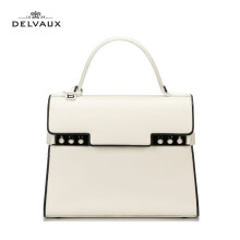 DELVAUX包包奢侈品女包女士单肩斜挎手提包 Tempete系列中号生日礼物送女友 白色