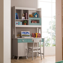 家盛宝格 实木书柜书桌书架组合一体儿童青少年学习桌家用电脑桌直转角书桌台式桌 实木直角书桌