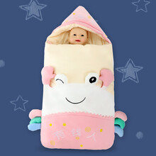 贝特熊婴儿抱被春秋睡袋秋冬厚款防惊跳防踢被新生儿宝宝包被两用 粉色 85*85cm