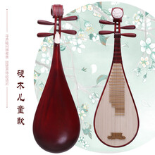 琵琶乐器成人儿童初学者入门琵琶教学琵笆乐器 儿童硬木琵琶-红