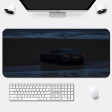 RS 游戏超大鼠标垫定制电竞卡通桌垫大号可爱动漫男女生加厚键盘垫订制 海边灰色跑车 80x30cm普厚3mm