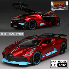 汇耀 布加迪超跑合金车模1:32金属仿真汽车模型声光回力开门男孩玩具车 红色布加迪DIOV 盒装