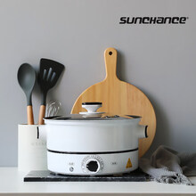 sunchance电炒锅多功能电蒸锅电饭锅蒸蛋器蒸煮一体电锅电热锅家用炒菜电火锅锅小煮锅麦饭石不粘锅 珍珠白2.5L/22cm口径【1-2人用】