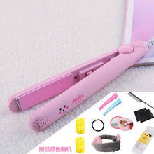 卷发棒迷小型夹板直发卷发两用小夹板刘海卷发棒直板夹女小型夹板 粉色兔-送收纳盒+9件套+束发带