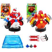 灵动创想正版魔幻3代机甲战车2赤影炎神剑齿鲨霸天狮猎刃狼男孩玩具儿童战斗套装陀螺大号 【对战套装】赤影+赤天鹰+盘